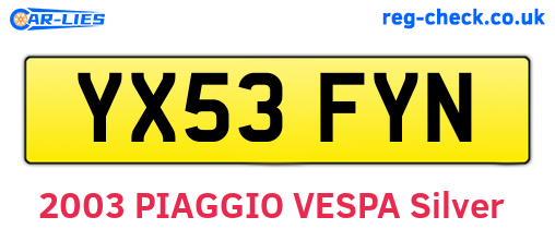 YX53FYN are the vehicle registration plates.