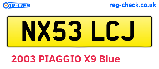 NX53LCJ are the vehicle registration plates.