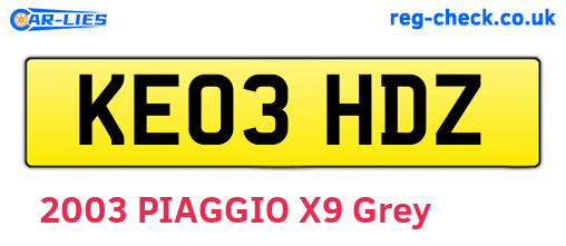 KE03HDZ are the vehicle registration plates.