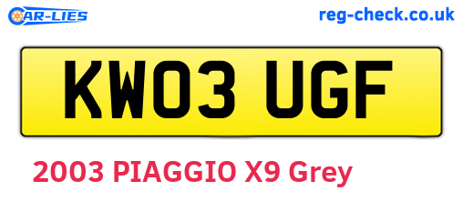 KW03UGF are the vehicle registration plates.