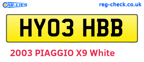 HY03HBB are the vehicle registration plates.