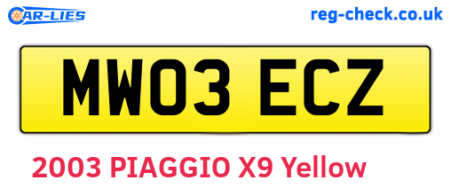MW03ECZ are the vehicle registration plates.