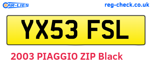 YX53FSL are the vehicle registration plates.