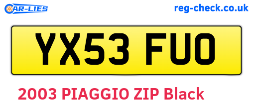 YX53FUO are the vehicle registration plates.