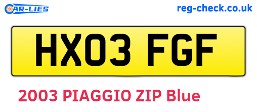 HX03FGF are the vehicle registration plates.