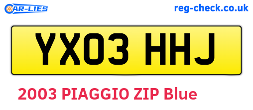 YX03HHJ are the vehicle registration plates.