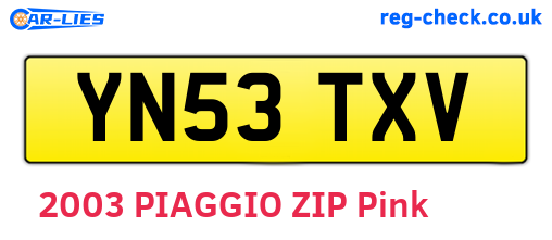 YN53TXV are the vehicle registration plates.