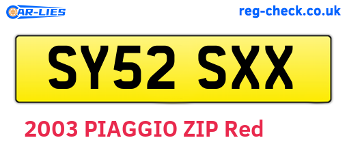 SY52SXX are the vehicle registration plates.