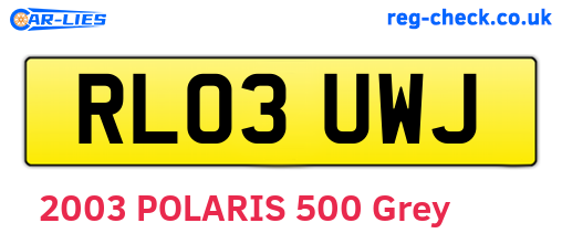 RL03UWJ are the vehicle registration plates.