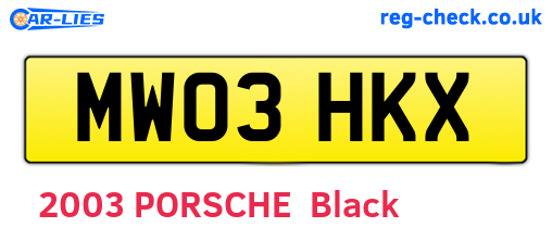 MW03HKX are the vehicle registration plates.