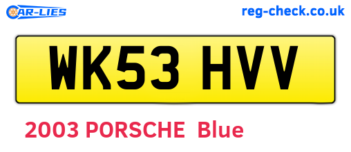WK53HVV are the vehicle registration plates.