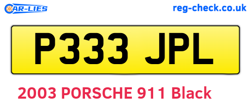 P333JPL are the vehicle registration plates.