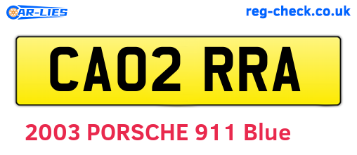 CA02RRA are the vehicle registration plates.