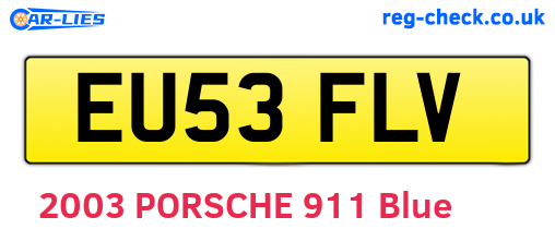 EU53FLV are the vehicle registration plates.