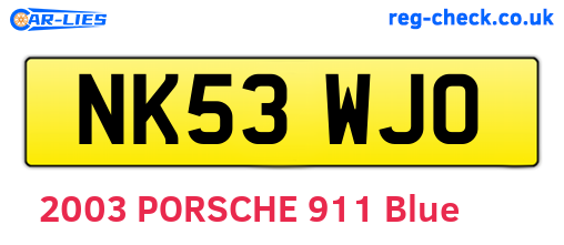 NK53WJO are the vehicle registration plates.