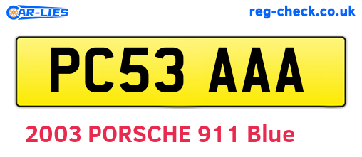 PC53AAA are the vehicle registration plates.