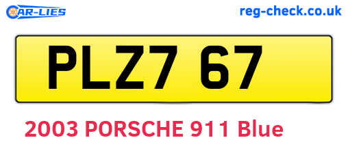 PLZ767 are the vehicle registration plates.