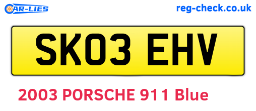 SK03EHV are the vehicle registration plates.