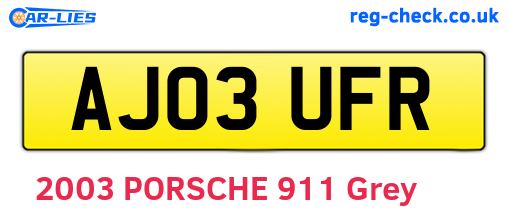 AJ03UFR are the vehicle registration plates.
