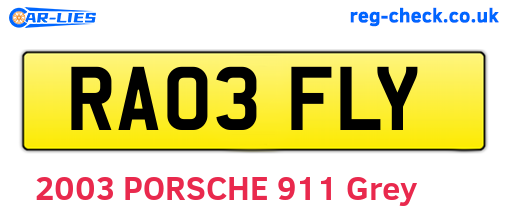 RA03FLY are the vehicle registration plates.