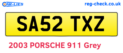 SA52TXZ are the vehicle registration plates.