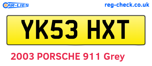 YK53HXT are the vehicle registration plates.