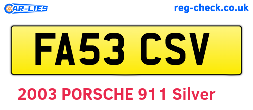 FA53CSV are the vehicle registration plates.