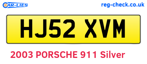 HJ52XVM are the vehicle registration plates.