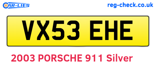 VX53EHE are the vehicle registration plates.