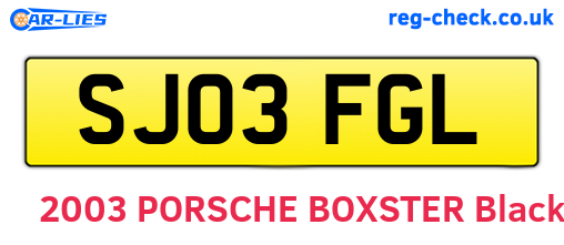 SJ03FGL are the vehicle registration plates.