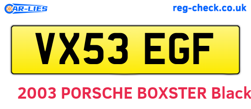 VX53EGF are the vehicle registration plates.