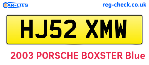 HJ52XMW are the vehicle registration plates.