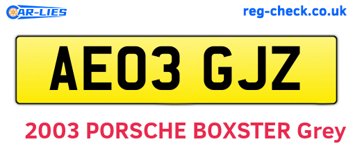 AE03GJZ are the vehicle registration plates.