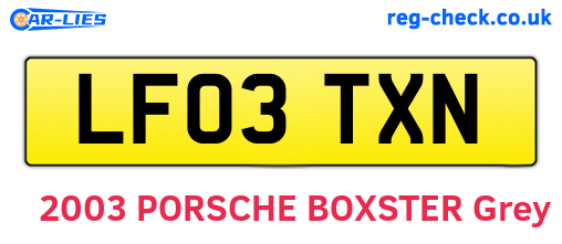 LF03TXN are the vehicle registration plates.