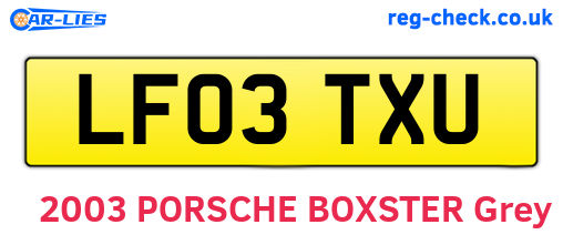 LF03TXU are the vehicle registration plates.
