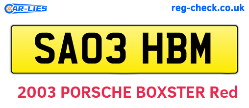 SA03HBM are the vehicle registration plates.