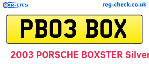 PB03BOX are the vehicle registration plates.