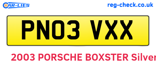 PN03VXX are the vehicle registration plates.