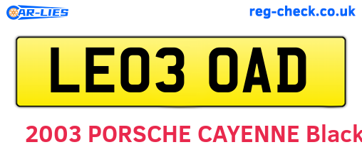LE03OAD are the vehicle registration plates.