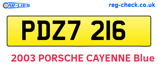 PDZ7216 are the vehicle registration plates.