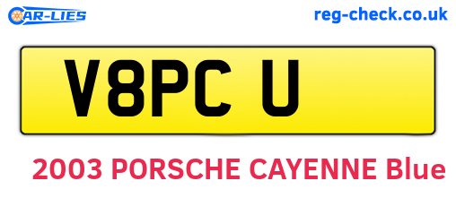 V8PCU are the vehicle registration plates.