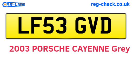 LF53GVD are the vehicle registration plates.