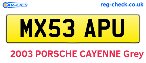 MX53APU are the vehicle registration plates.