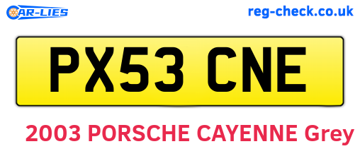 PX53CNE are the vehicle registration plates.