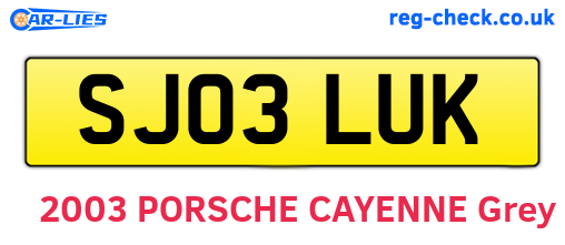SJ03LUK are the vehicle registration plates.