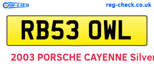 RB53OWL are the vehicle registration plates.