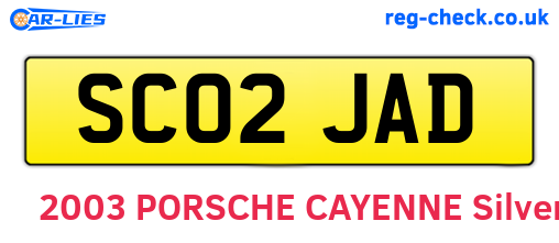 SC02JAD are the vehicle registration plates.