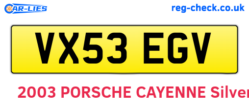 VX53EGV are the vehicle registration plates.