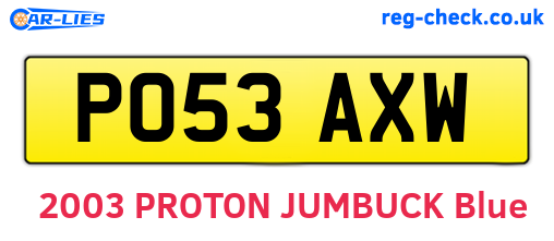 PO53AXW are the vehicle registration plates.