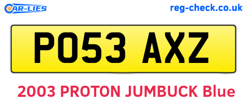 PO53AXZ are the vehicle registration plates.
